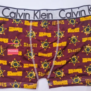 Cueca Box – Marsala Estampada com Amarelo